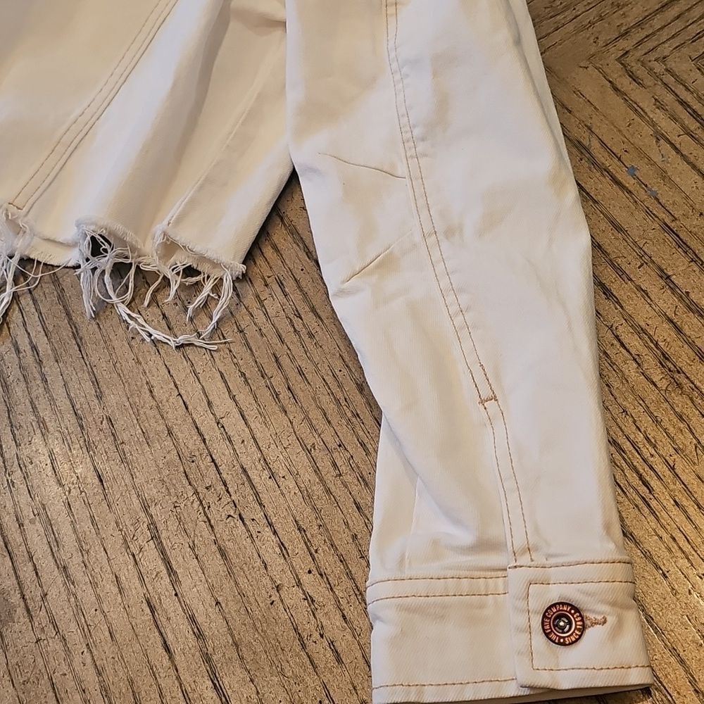 Frye Cropped Off White Denim Jacket Size S - Picture 10 of 12